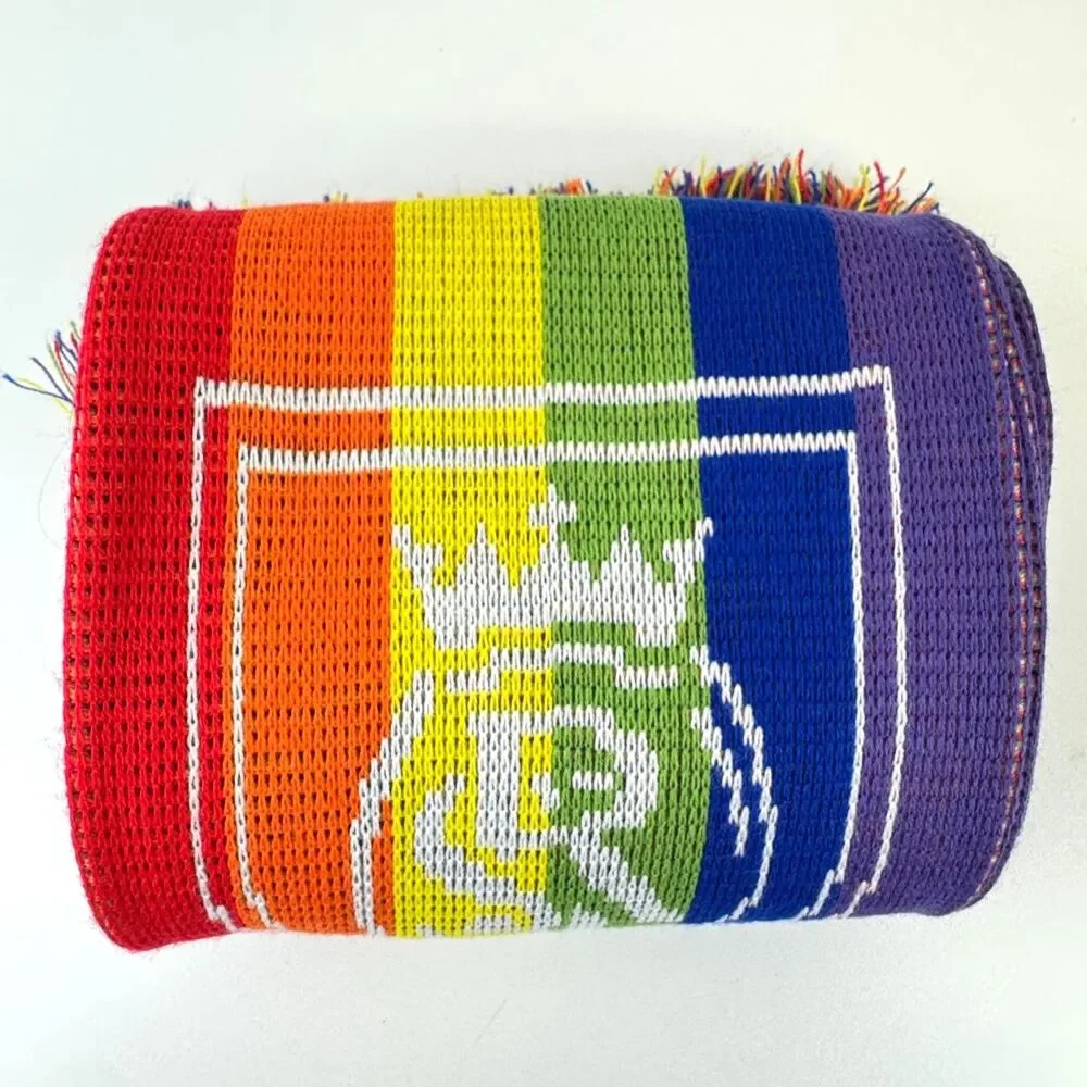 Official Ruffneck Salt Lake Real Soccer Team Pride Scarf Rainbow Knit Fringe MLS